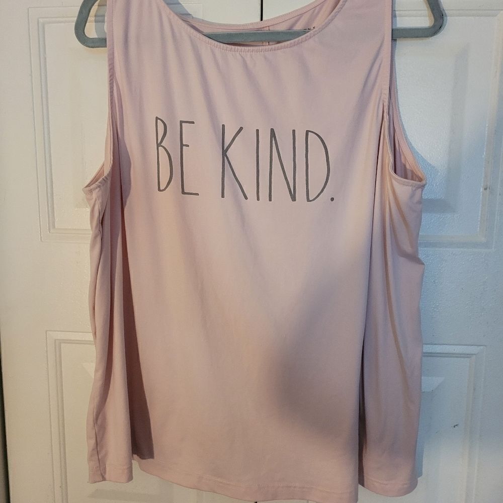 𝅺RAE Dunn BE KIND Top pink size 1xlarge sleeve less top